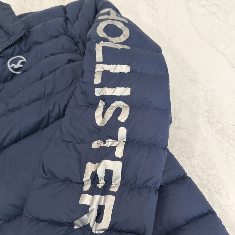 Hollister Duck Down Puffer Jacket XLarge Blue Full Zip - One Section Damage - Picture 4 of 12